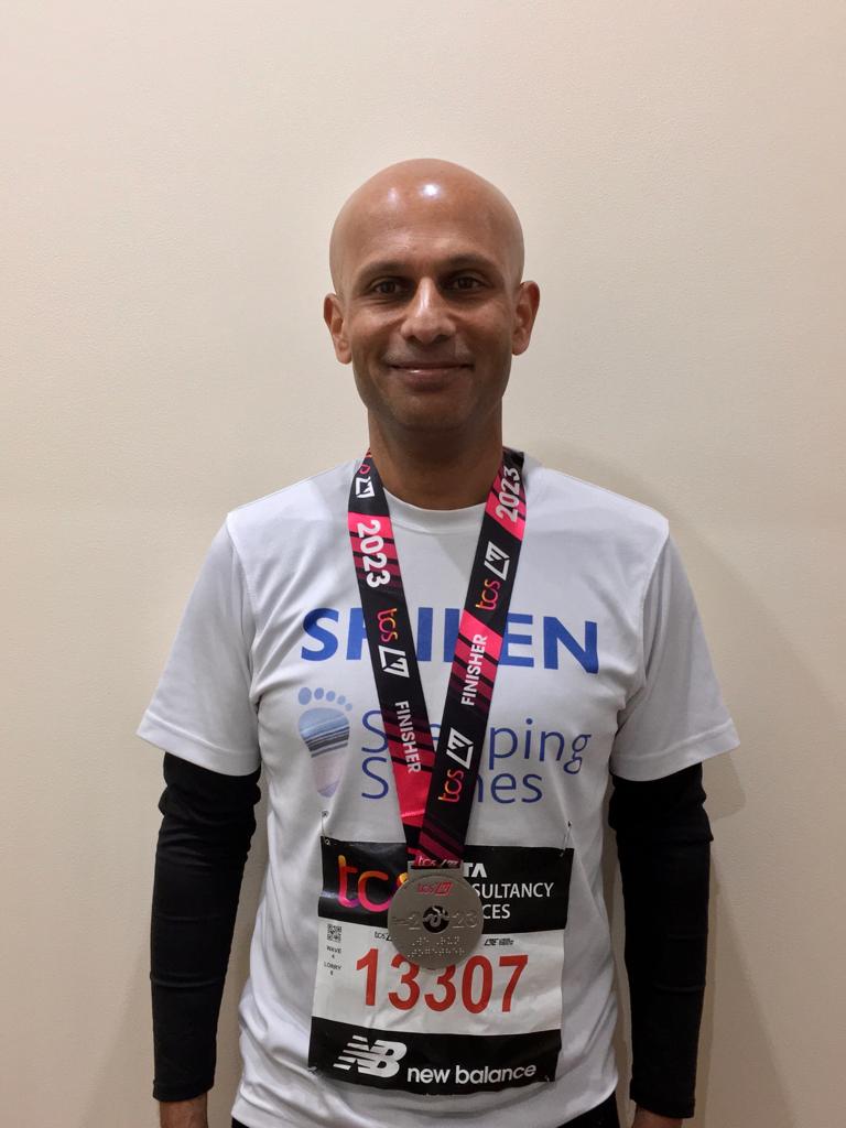 Shilen Mantri running the London marathon for Stepping Stones